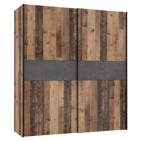 Schwebetürenschrank >Vyronas< in Old Wood Vintage - 170,3x190,5x62cm (BxHxT)