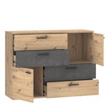 Kommode >Salford< in Artisan Eiche - 124,9x95,9x41,3cm (BxHxT)