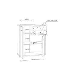 Kommode >Tembi< in Artisan Eiche - 73,7x85,5x34,8cm (BxHxT)