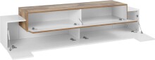 TV-Board >Catania< in Weiß-Hochglanz / Ahorn - 200x51,6x45cm (BxHxT)