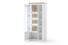 Vitrine >Chalki< in Weiß - 88x198x38cm (BxHxT)