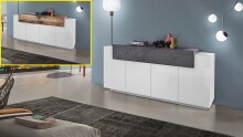 Sideboard >Catania< in Weiß-Hochglanz -...