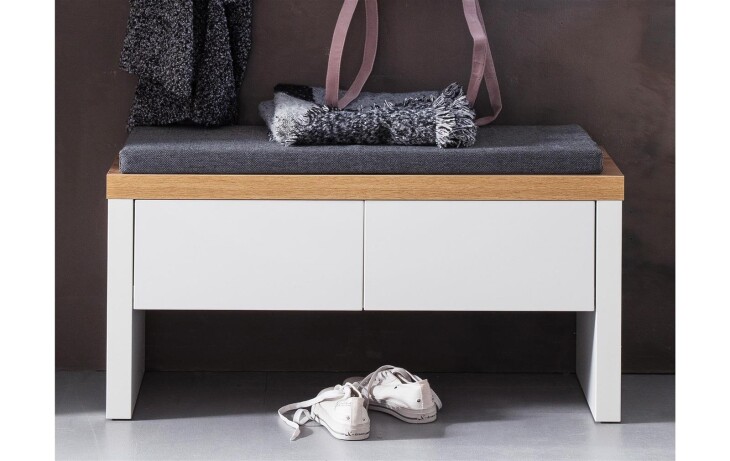 Sitzbank >Chalki< in Weiß - 91x45x38cm (BxHxT)