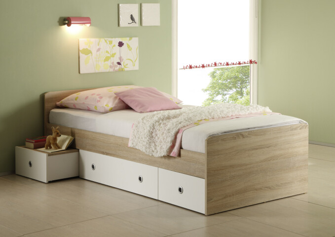 Jugendbett >Floris< in Sonoma-Eiche - 204x66x95cm (BxHxT)