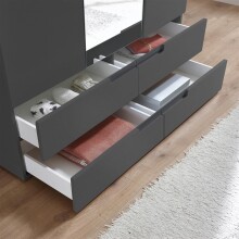 Kleiderschrank >Suzette< in Graphit matt - 126x208x57cm (BxHxT)