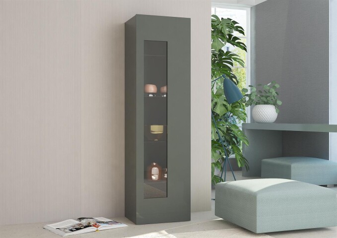 Vitrine >Daiquiri< in Anthrazit-Hochglanz - 45x160x34cm (BxHxT)
