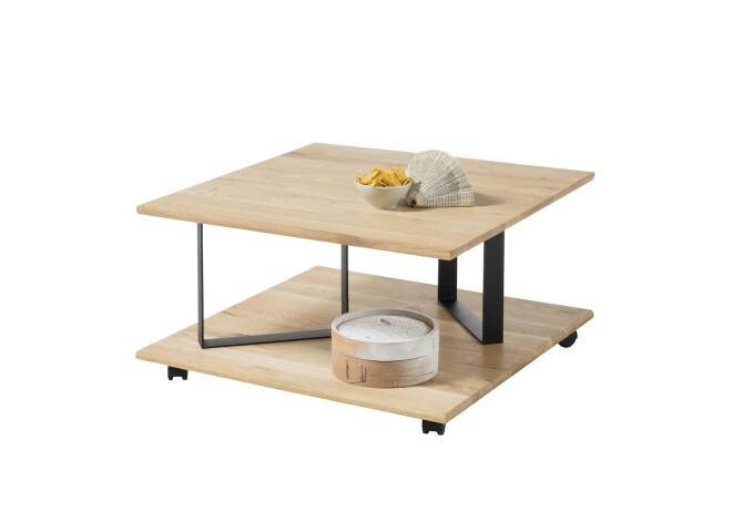Couchtisch >Melantha< in Eiche aus Massivholz,Metall - 80x36x80cm (BxHxT)