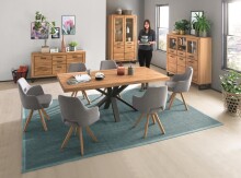 Esstisch >Eastbourne< in Eiche aus Massivholz,Metall - 200x76x100cm (BxHxT)