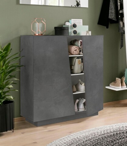 Schuhschrank >Viterbo< in Schiefer Nachbildung - 79,2x86x38cm (BxHxT)