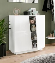 Schuhschrank >Viterbo< in Weiß-Hochglanz -...