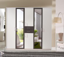 Kleiderschrank >Drugi I< in Weiß Graphit - 225x208x58cm (BxHxT)