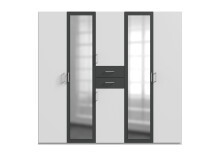 Kleiderschrank >Drugi I< in Weiß Graphit - 225x208x58cm (BxHxT)