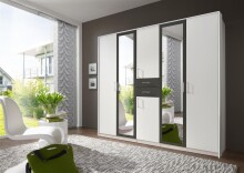 Kleiderschrank >Drugi I< in Weiß Graphit - 225x208x58cm (BxHxT)