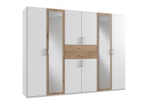 Kleiderschrank >Drugi II< in Weiß Plankeneiche - 270x208x58cm (BxHxT)