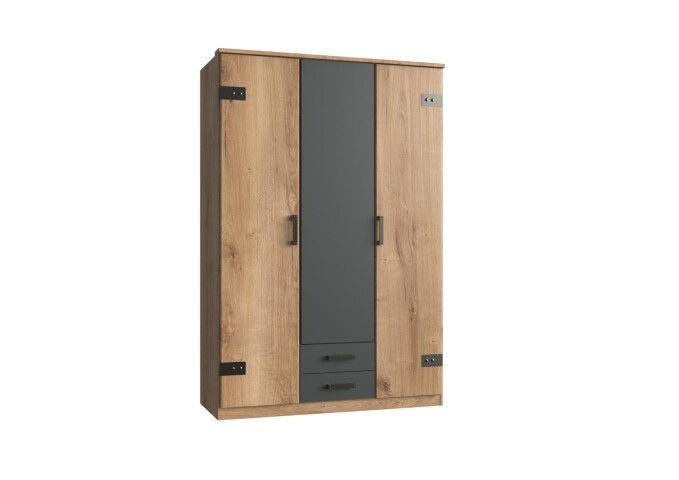 Kleiderschrank >Cheston< in Plankeneiche - 135x198x58cm (BxHxT)