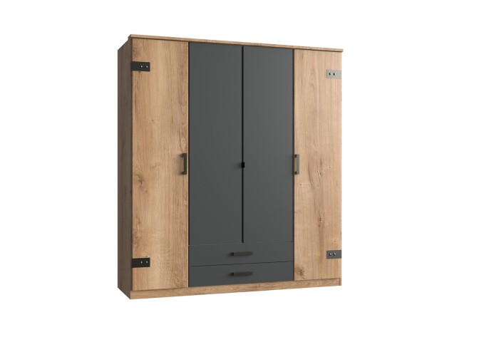 Kleiderschrank >Cheston< in Plankeneiche - 180x198x58cm (BxHxT)