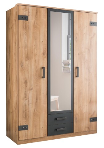 Kleiderschrank >Cheston< in Plankeneiche - 135x198x58cm (BxHxT)