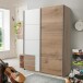 Schwebetürenschrank >Eugenio< in Plankeneiche Weiß - 135x198x64cm (BxHxT)