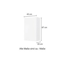 Hängeschrank >Oulu< in Glas Weiß - 40x64x20cm (BxHxT)