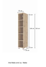 Seitenregal >Oulu< in Wotaneiche - 25x130x35cm (BxHxT)