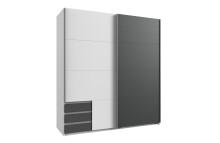Schwebetürenschrank >Eugenio< in Weiß Graphit - 180x198x64cm (BxHxT)
