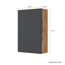 Hängeschrank >Kopenhagen< in Matt Grau - 40x64x20cm (BxHxT)