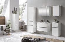 Midischrank >Kopenhagen< in Matt Weiß - 40x130x35cm (BxHxT)
