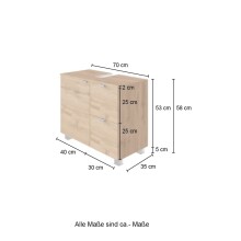 Waschbeckenunterschrank >Bogota< in Weiß - 70x53x35cm (BxHxT)