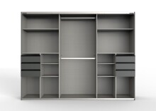 Schwebetürenschrank >Susanetta< in Plankeneiche Graphit - 270x210x64cm (BxHxT)