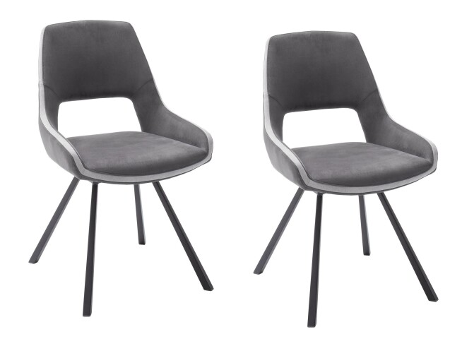 Esszimmerstuhl >Agrafa< (2-er Set) in Grau aus Metall - 54x90x60cm (BxHxT)