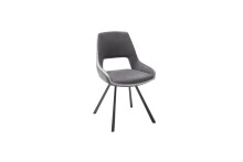Esszimmerstuhl >Agrafa< (2-er Set) in Grau aus Metall - 54x90x60cm (BxHxT)