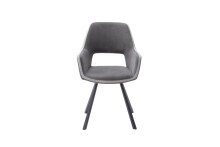 Esszimmerstuhl >Agrafa< (2-er Set) in Grau aus Metall - 58x90x60cm (BxHxT)