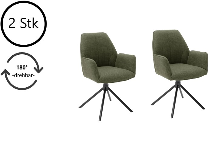 Esszimmerstuhl >Pettau< (2-er Set) in Olive aus Metall - 59x88x63cm (BxHxT)