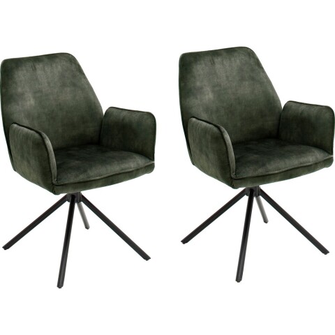 Polsterdrehstuhl >Ottawa< (2-er Set) in Olive aus Metall - 60x89x64cm (BxHxT)