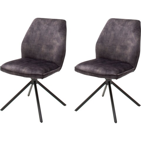 Polsterdrehstuhl >Ottawa< (2-er Set) in Anthrazit aus Metall - 52x89x64cm (BxHxT)
