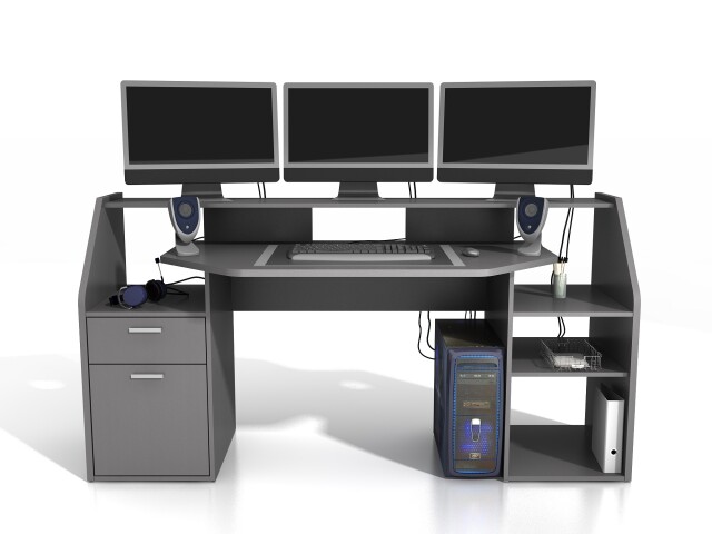Schreibtisch >Zetel< in Anthrazit - 180x92,5x67,5cm (BxHxT)