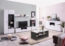 Highboard >Borca< in Opaque White - 173x96,5x41,5cm (BxHxT)