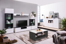 Highboard >Borca< in Opaque White - 173x96,5x41,5cm (BxHxT)
