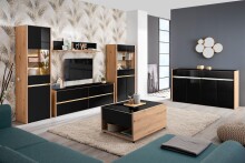 Couchtisch >Mitrovica< in Artisan Eiche Schwarz - 92x47,5x74cm (BxHxT)