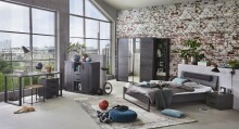 Nachtkommode >Nickola< in Graphit - 46x38x40cm (BxHxT)