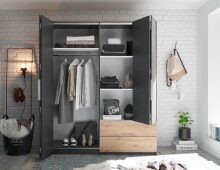 Kleiderschrank >Filberto< in Graphit - 182x210x59cm (BxHxT)