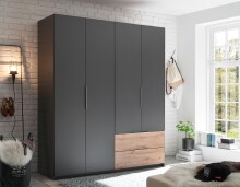 Kleiderschrank >Filberto< in Graphit - 182x210x59cm (BxHxT)