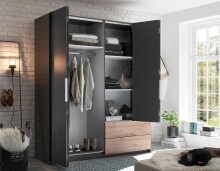 Kleiderschrank >Filberto< in Graphit - 182x210x59cm (BxHxT)