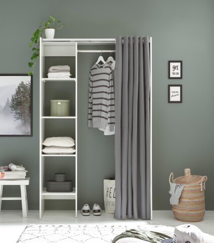 Kleiderschrank >Jill< in Weiß - 120x195x50cm (BxHxT)