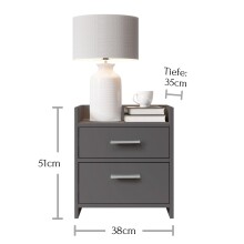 Nachtkommode >Canaan< in Graphit - 38x51x35cm (BxHxT)