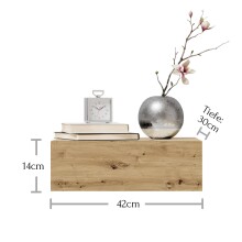 Nachtkommode >Thorben< in Artisan Eiche - 42x14x30cm (BxHxT)