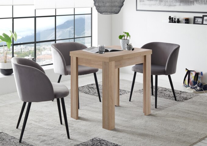 Esstisch >Monterrey< ausziehbar bis 136cm in Eiche Sägerau - 80/136x78x80cm (BxHxT)