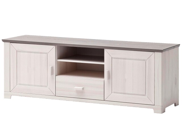 TV-Board >Malmö< in Weiß aus Massivholz - 160x55,5x46,5cm (BxHxT)