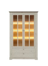 Vitrine >Indianapolis< in Schneeeiche - 125,3x209,8x44,3cm (BxHxT)