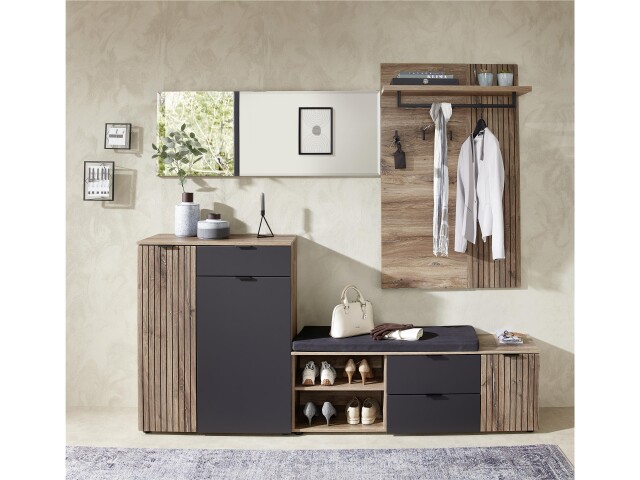 Garderoben-Set >Lydias< (4-teilig) in Flagstaff Oak Umbria - 216x204x38 (BxHxT)